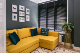 Downpipe walls yellow sleeper couch