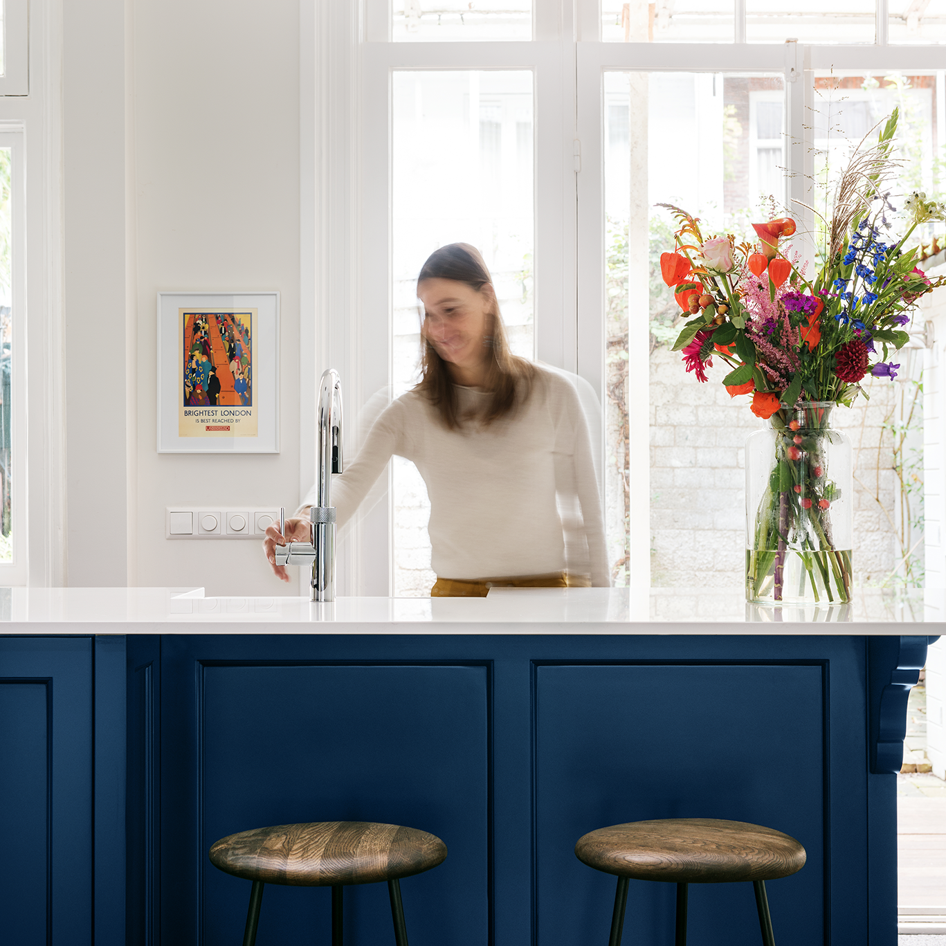 blue kitchen island renovation