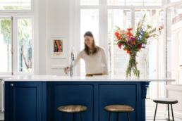 blue kitchen island renovation