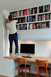built-in bookshelves custom desk